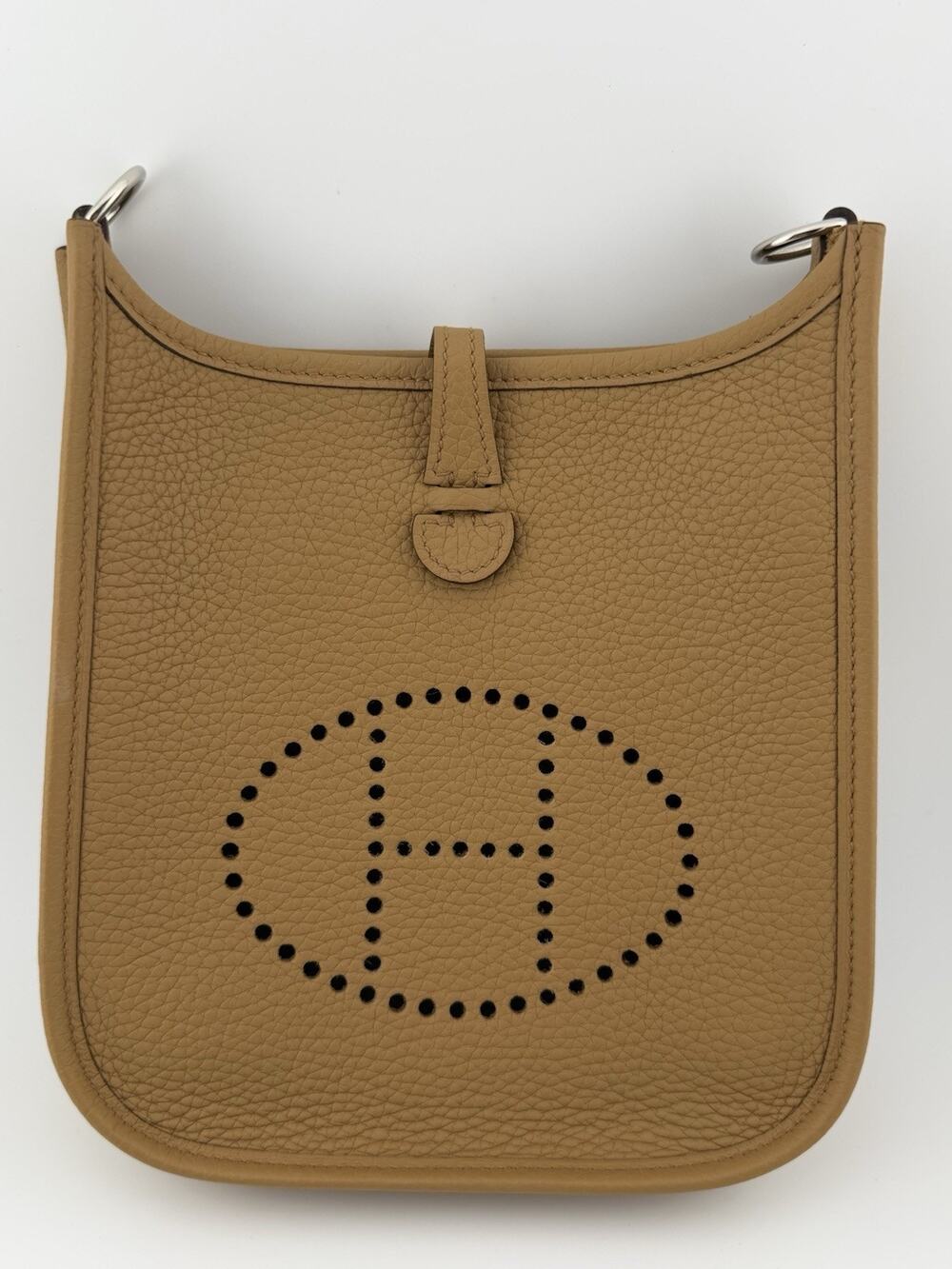 HERMES Evelyne 3 TPM Taurillon Clemence Shoulder Crossbody Biscuit W/ Receipt